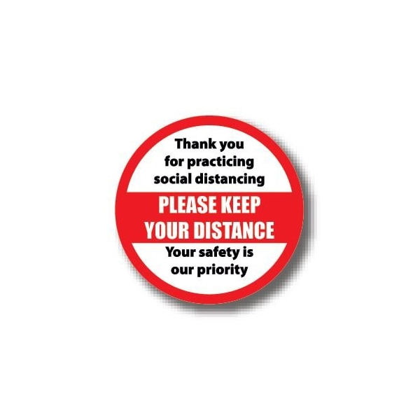 Ergomat 32in CIRCLE SIGNS Thank you for practicing social distancing / Please Keep Your Distance DSV-SIGN 1024 #6218 -UEN - main